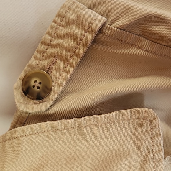 GAP khaki belted utility jacket short  trench coat size small 100% Cotton - Picture 6 of 11